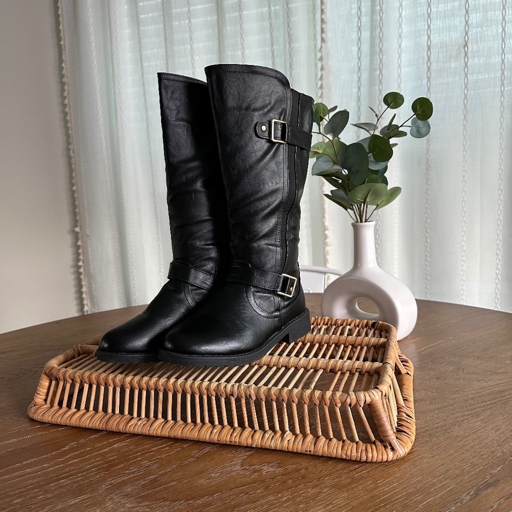 Black Tall Boots – Girl’s Size 4/Women’s Size 6, Worn Once